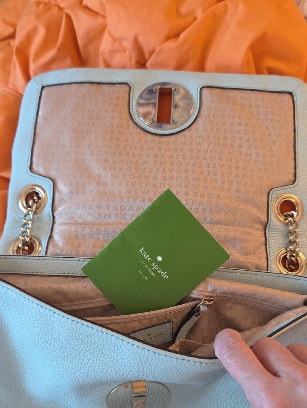kate spade Quilted Pale Blue Shoulder Bag with Gold Hardware - Picture 9 of 13